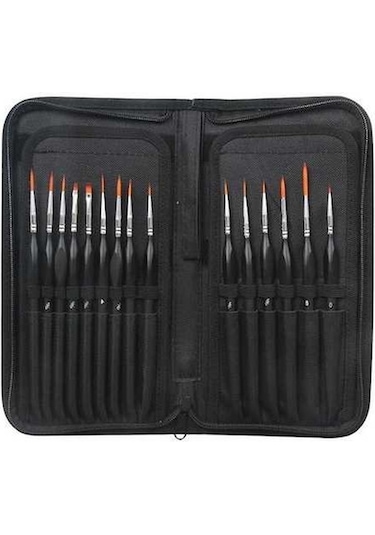 Willowhaven 15 Adet Kanca Hattı Kalem Fırça Seti, Naylon Yün, Alüminyum Bağlantı, Boyama Fırça, Suluboya/kretona