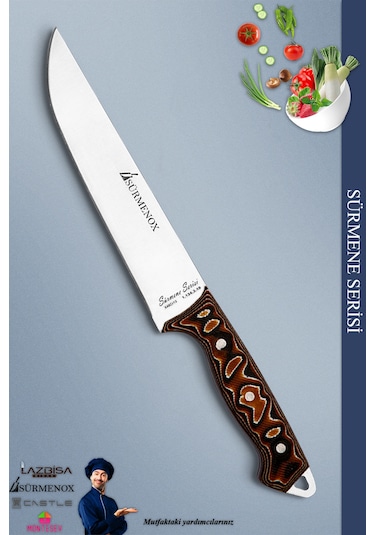 Sürmene Serisi Mutfak Bıçak Et Ekmek Sebze Salata Bıçağı Kahverengi No:3 Mft-207 Kahverengi