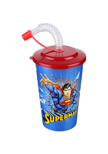 Süperman Kapaklı Pipetli Bardak 400 Ml