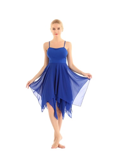 Siyah Bayan Bale Balo Salonu Dans Elbise Spagetti Kayışı Kolsuz Asimetrik Çağdaş Giyim Siyah