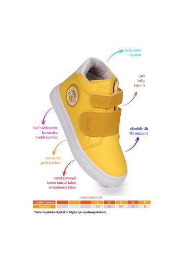 Kiko Kids Coyote Cırtlı Kız Çocuk Günlük Bot Ayakkabı Sarı Sarı