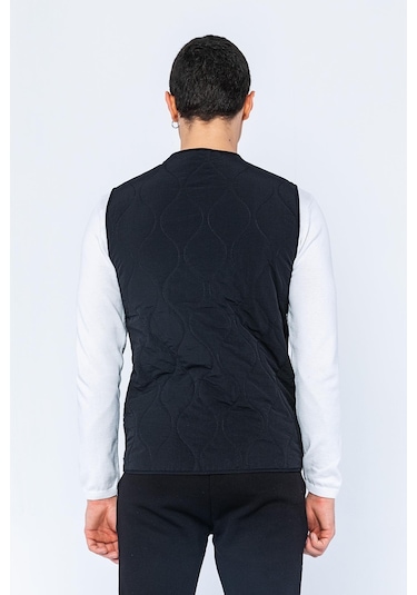 Erkek Regular Fit Bomber Yaka Fermuarlı Çok Cepli Kapitone Spor Yelek 001