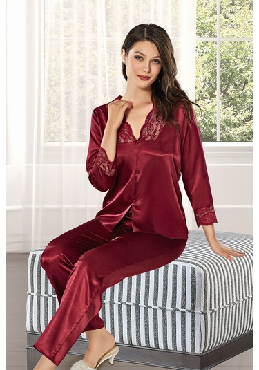 Alissa 8600 Kadın Saten 6'lı Set-bordo Bordo