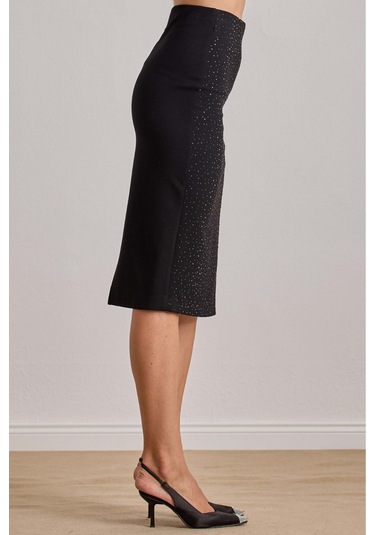 Midi Siyah Örme Etek Siyah