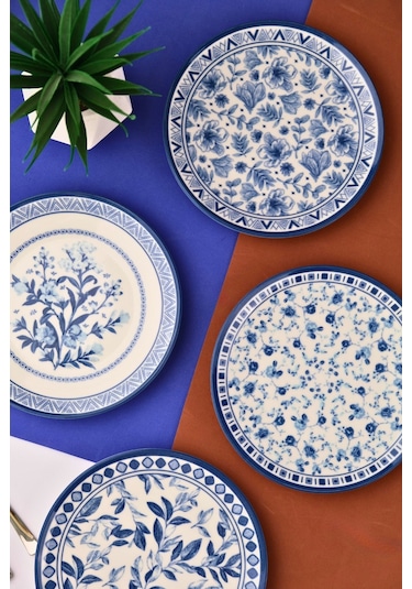 Tabak Evi Porselen Blue Heaven Pasta Takımı 20cm 4 Kişilik 4 Parça Tvl4ptprs1194 Çok Renkli