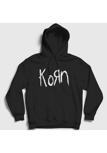 Presmono Unisex Logo Korn Kapüşonlu Sweatshirt Siyah