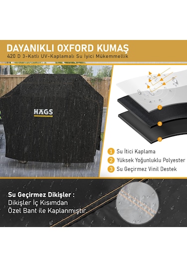 Haegs Bbq Mangal Örtüsü, Grill Koruma Brandası, Su Geçirmez, Barbekü Mangal Kılıfı - 105-49-102 Cm