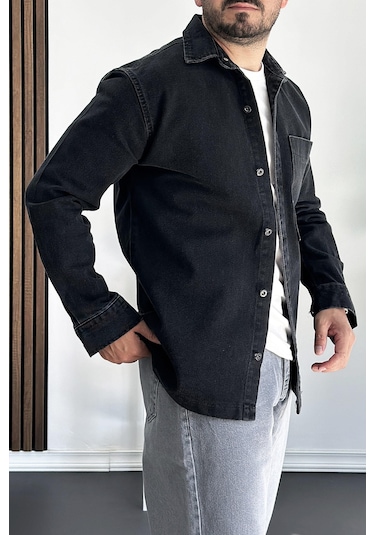 Erkek Büyük Cepli Gömlek Ceket Siyah Edw200 Siyah