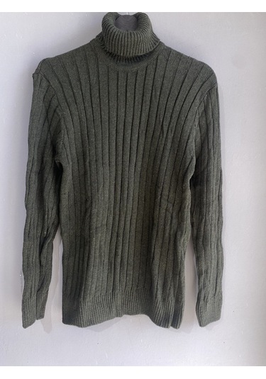 Unisex Balıkçı Yaka Triko Haki Kazak Haki