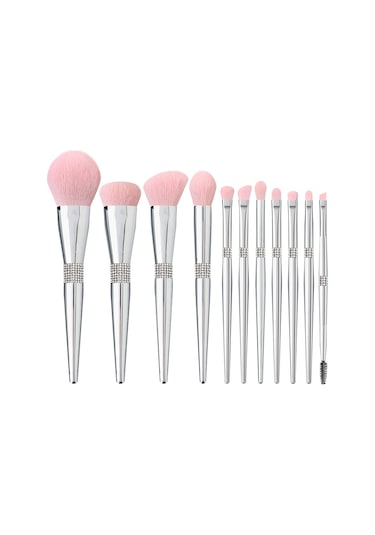 Moveevo 11 Adet Makyaj Fırçası Seti Taşınabilir Küçük Set Fırçalar Başlangıç Pudra Göz Farı Fırçaları