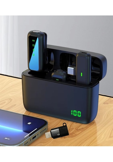 Sx6 Type-c Kablosuz Yaka Mikrofonu Göstergeli Led Şarj Kutulu