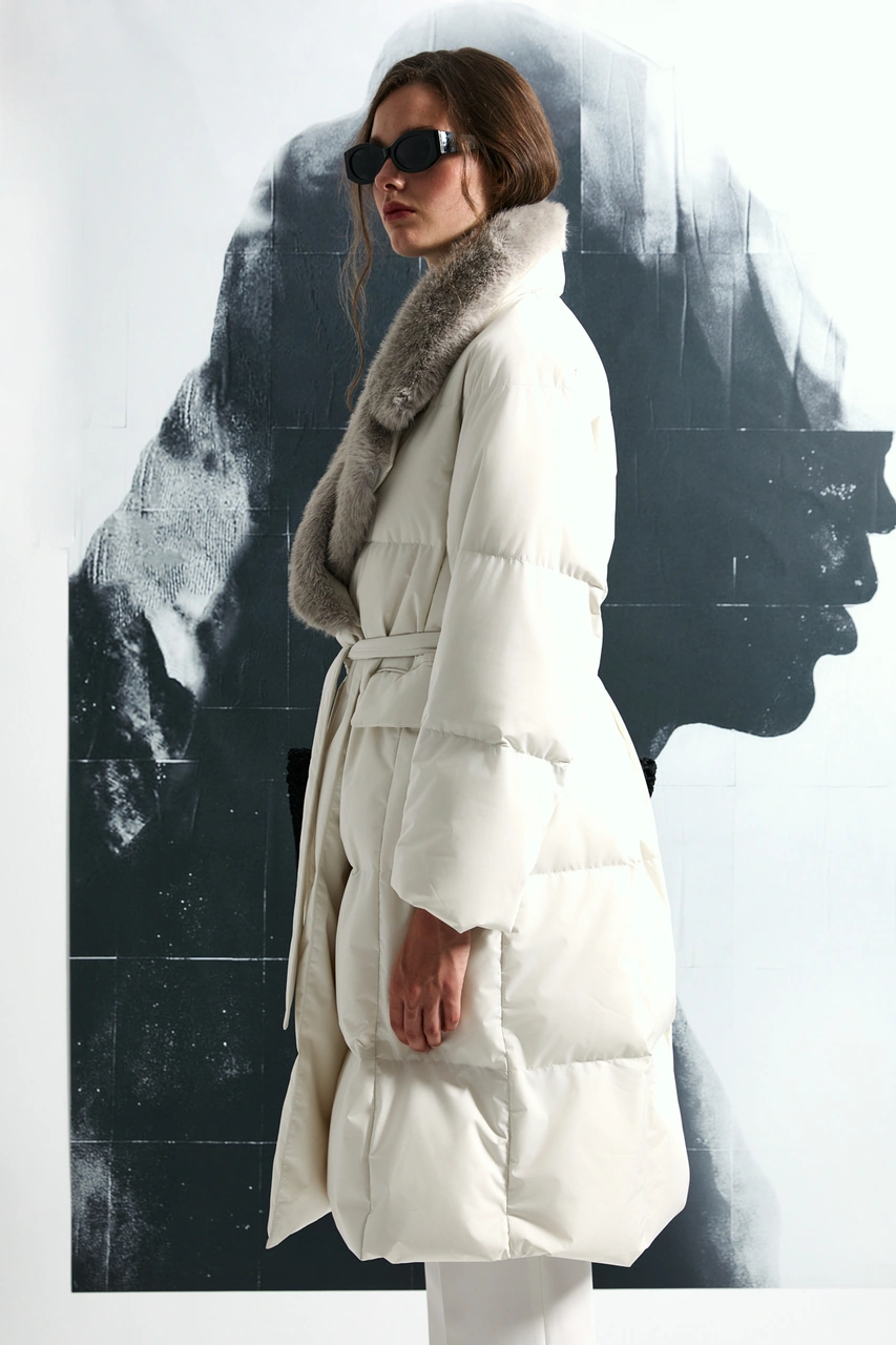 Lufian Hermes Kaz Tüyü Kadın Mont Taş Taş 122120048100190 Taş