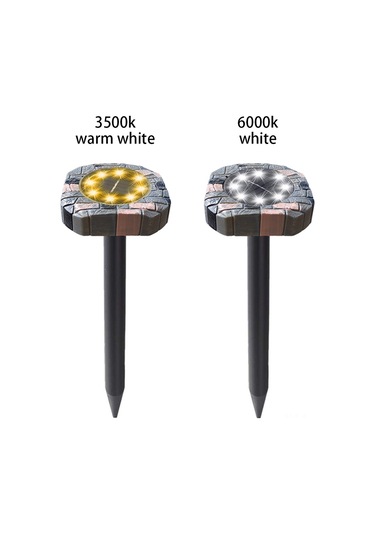 Geeroyoo 2'li Paket Güneş Enerjili Ultrasonik Gönüllü Kovucu, Led Toprak Lambası, Beyaz Işık, 200-400 M² Kapsama Alanı, Ip44 Su Geçirmez