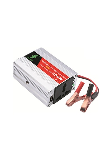 Vkemall 150w Sabit/300w Tepe Güçlü Solar Arabalı Inverter: 12v Dc'den 220v Ac'ye Dönüştürücü, Akü Klipsi Ve Usb İle Uyumlu