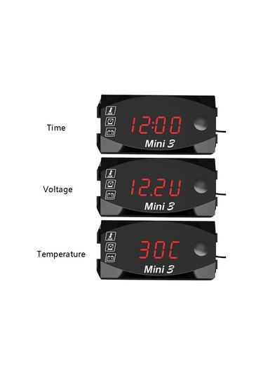 Gerilim Saat Ve Sıcaklık 3'ü 1 Arada Led Elektronik Metre Büyük Ekran Dijital Ekran Su Geçirmez Ve Toz Geçirmez Voltmetre Yeşil Işık Yeşil