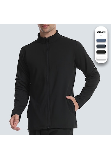 Erkekler İçin Çabuk Kuruyan Rahat, Açık Hava Fermuarlı Hırka Dik Yaka Spor Ceket Gri