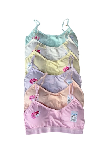 6'lı Paket Askılı Pedli Düz Büstiyer Karışık Renk Karışık Renk