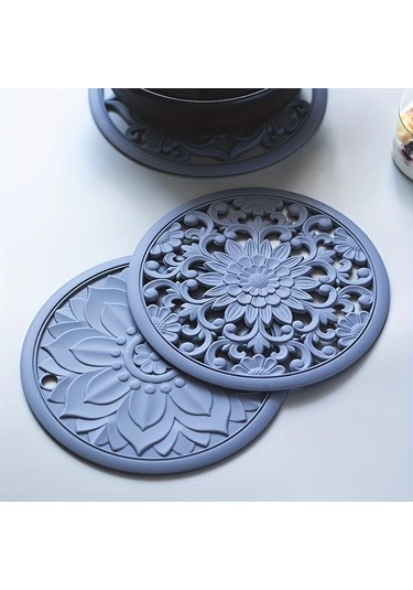 Brightnova 3'lü Awoo Dekoratif Silikon Tutucu Koyu Yeşil 16cm Isıya Dayanıklı Kaydırmaz Mutfak Matı