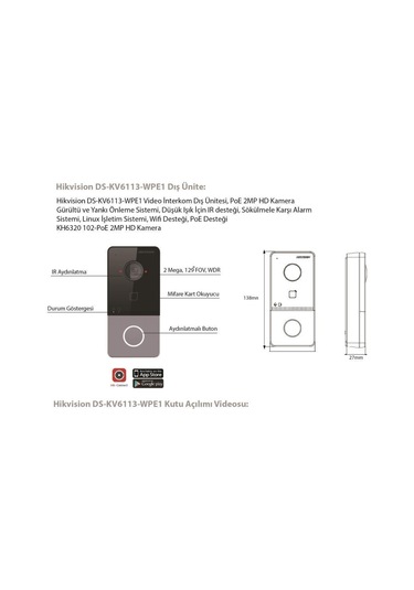 Hikvision Ds-kv6113-wpe1 Villa Tipi İp İnterkom Dış Ünite