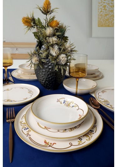 Keramika Bronze Bloom Yemek Takımı 18 Parça 6 Kişilik 22926-27-29 Çok Renkli