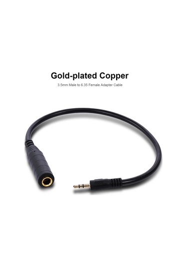 Wezone 3.5mm Erkekden 6.35mm Dişeye Ses Dönüştürücü Kablosu - Mikrofon, Kulaklık, Hoparlör İçin Uyumlu 35cm Ses Bağlantı Adaptörü