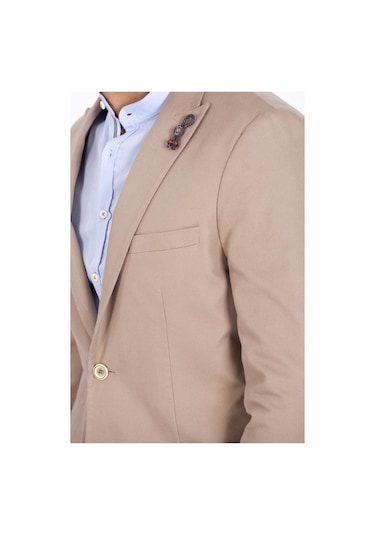 Erkek Casual Slim Fit Dar Kesim Blazer Ceket 4864-Camel