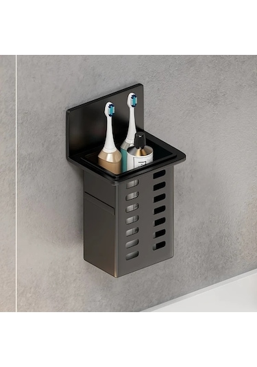 Willowhaven Beyaz Duvar Tipi Makyaj Fircasi Dis Fircasi Askisi Plastik Celik Organizer Drillsiz Montaj Beyaz