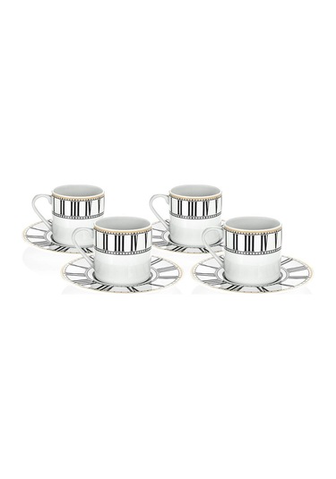 Saat Türk Kahve Fincan Seti 4'lü&hediye Kutulu Beyaz