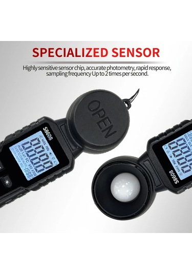 Boatshop1 Siyah Dijital Işık Ölçer Luxmetre 20 Lux 200000 Lux 18500 Fc Aydınlatma Ölçüm Cihazı Pil Dahil Değil