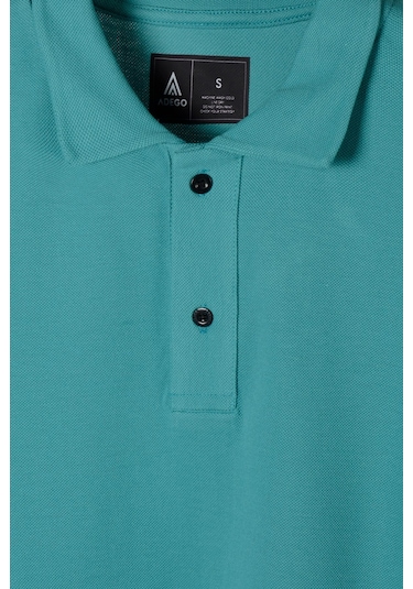 Erkek Turkuaz Slim Fit Polo Yaka T-shirt Turkuaz Mavi
