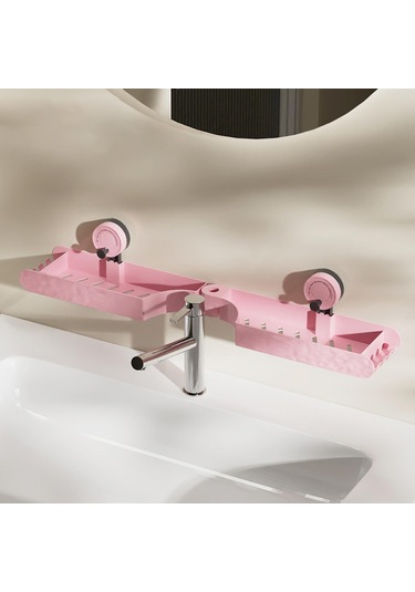 Suntek Banyo Rafı Matkapsız Zarif Düzenleyici Daire Tuvalet Yurt Pembe