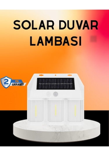 Güneş Enerjili 3 Modlu Duvar Apliği - Bahçe Ve Garaj Aydınlatması Renkli