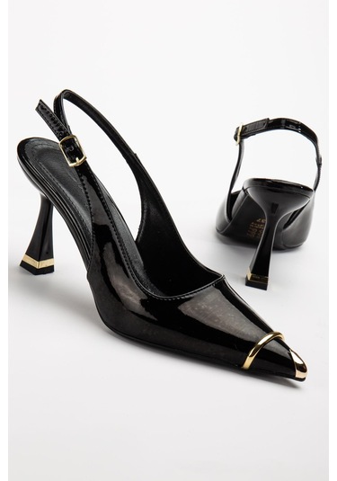 Suins Jessa Model Kadın Topuklu Burnu Metal Detaylı Stiletto Ayakkabı Siyah