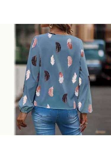 Moda Kadın Bluz Gömlek Kadınlar İçin Şık Üst Uzun Kollu Tüy Desenli Kadın Üstleri Zarif Şifon Kadın Giyim Şarap Kırmızısı