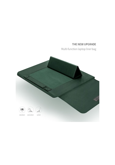 A2 4'ü 1 Arada Bilgisayar Braketi Astar Çantası Saklama Çantası, Boyut: 13/14 İnç Yeşil