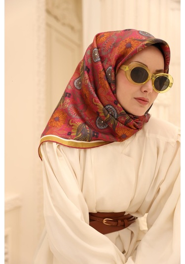 Silk Home Twill İpek Eşarp 11463-42 Fuşya, Asit, Lacivert, Turuncu