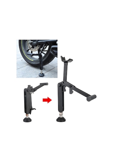 Motosiklet Krikosu Kickstand Tekerlek Desteği Yan Stand - Siyah