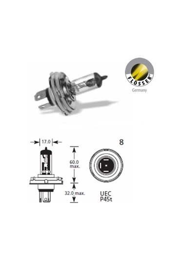Flösher H4 Halojen Far Ampülü 12 Volt 60/55 Watt