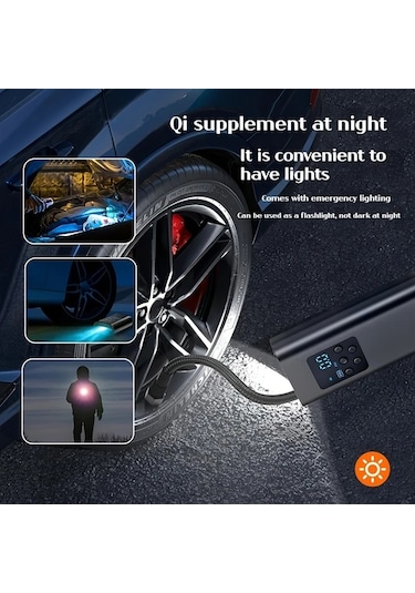 Primepickings 150psı Kablosuz Şişirme Cihazı Black Dy Lm Taşınabilir Dijital Ekranlı Usb C Şarjlı Araç Bisiklet Motor Spor Ekipmanları İçin Kompresör