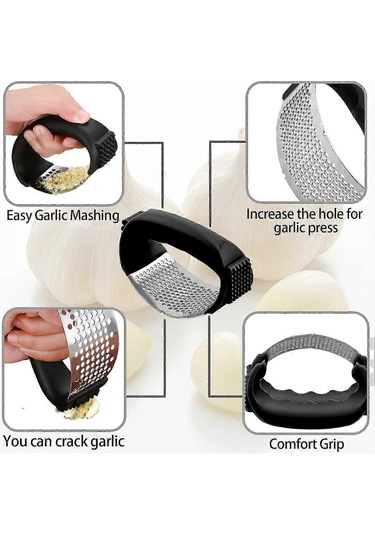 Sarımsak Ezici Salıncak Seti 3 Parça Paslanmaz Çelik Sarımsak Kıy Çok Renkli
