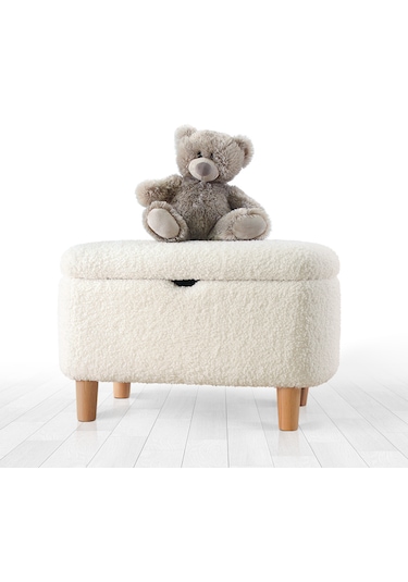 Yomme Çocuk Sandıklı Teddy Puf Beyaz