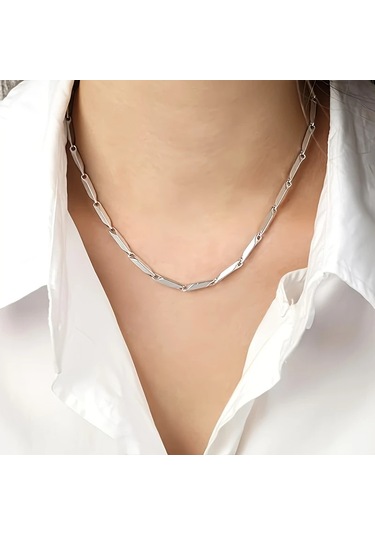Çelik Kolye Titanyum Melon Düz Model 3 Mm 55 Cm Gümüş Silver Gümüş