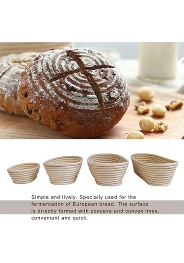 Ulzyvf Ekolojik Hasır Ekmek Mayalama Sepeti - Çoklu Boyut, Bez Astarlı, Şekil Seçenekli Diğer