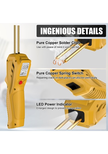 Maiyame Kolluk Tipi Kablosuz Plastik Kaynak Makinesi - Lcd Ekranlı, 5000mah Li-pol Batarya, Hızlı Isıtma, Çok Fonksiyonlu Tamir Aleti Sarı