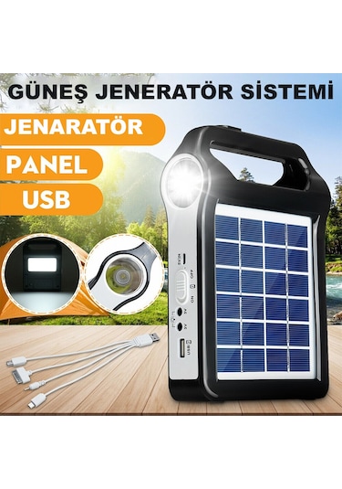 Dailylink Taşınabilir Usb Şarjlı Solar Güneş Enerjili Kamp Feneri Siyah