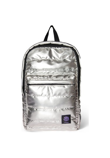 Biggdesign Moods Up Calm Kapitone Sırt Çantası Su Geçirmez Hafif Okul Ve Laptop Çantası Gümüş Renk Gümüş