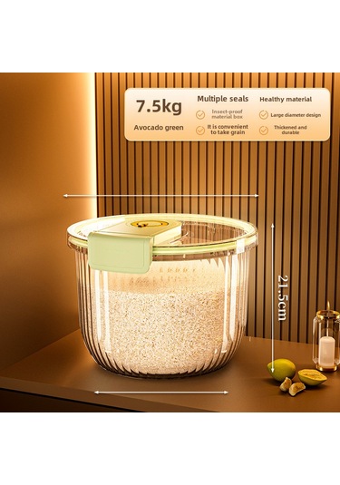 Yifomall Ev İçin Gıda Seviyesi Muhafaza Kabı - Haşere Ve Nem Koruma, 15 Kg Kapasite, Pirinç/un/bezelye Saklama Avokado Yeşili/şeffaf Diğer