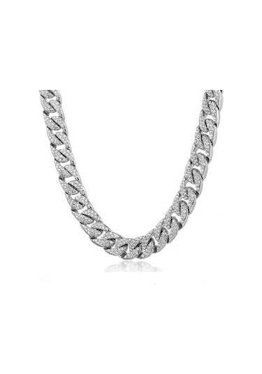 Chavin 13 MM 60 CM Taşlı Alloy Erkek Zincir ek21by Beyaz