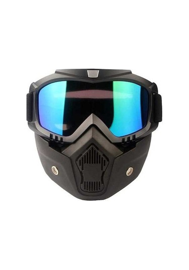 Trendooze Yüz Maske Motosiklet Kaskı, Renkli Lensli Koruyucu Gözlük