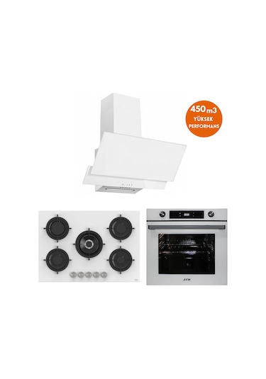 Afm Tech Ve Ferre Livao 5 Gözlü Beyaz RS036 + FM7701 + FM3301 Ankastre Set